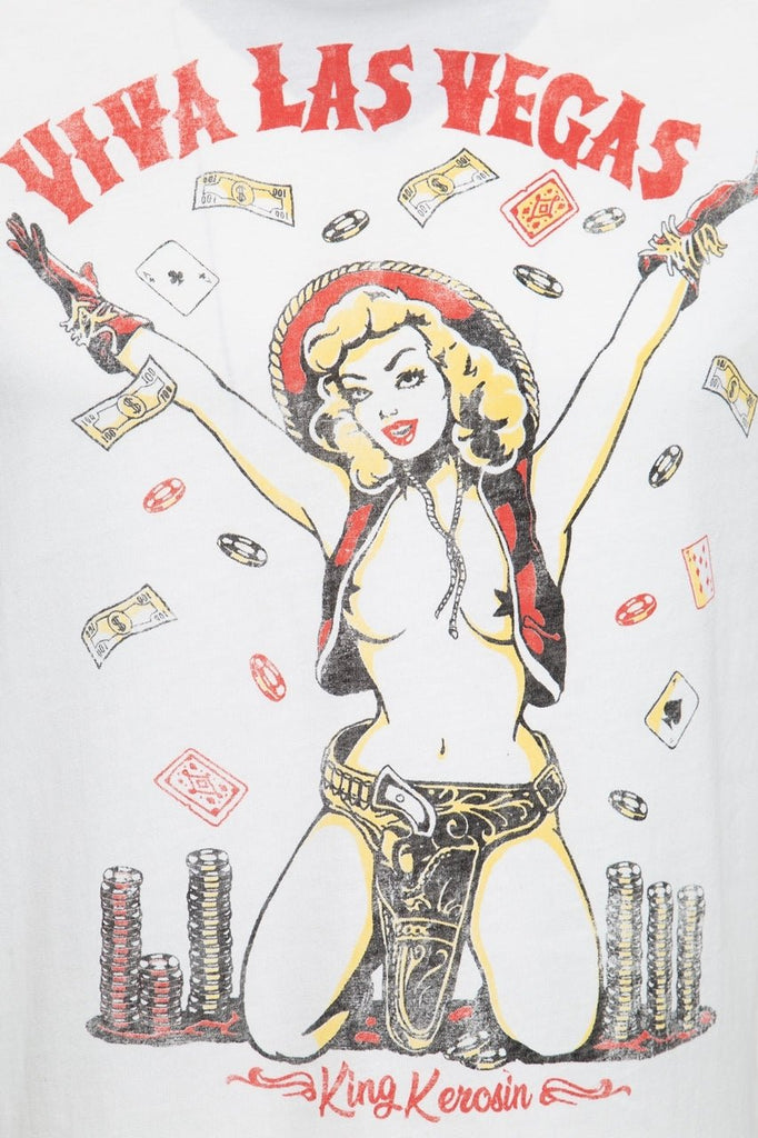 King Kerosin - Contrast T-Shirt mit Pin Up Print im Vintage Look «Viva Las Vegas»