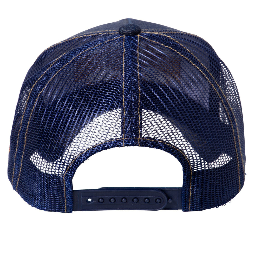 King Kerosin - Denim Trucker Cap mit goldfarbener Stickerei «Ride Till I Die»