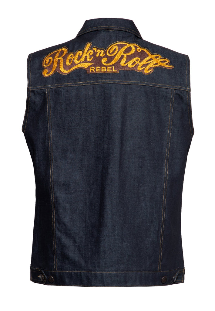 King Kerosin - Denim Weste Stickerei «RnR Rebel»