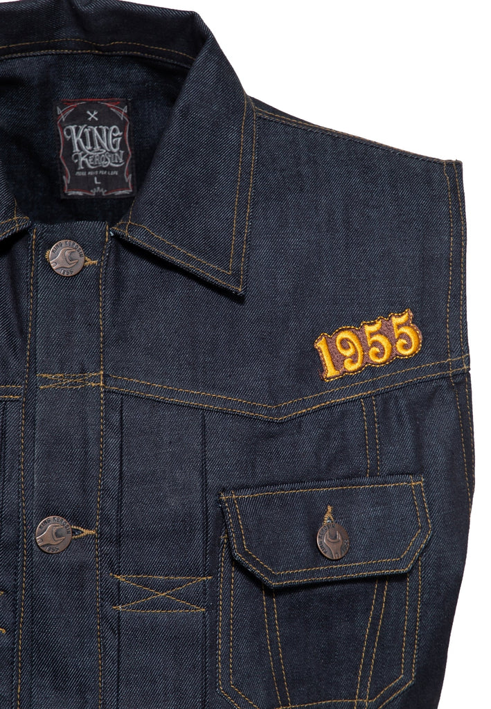 King Kerosin - Denim Weste Stickerei «RnR Rebel»