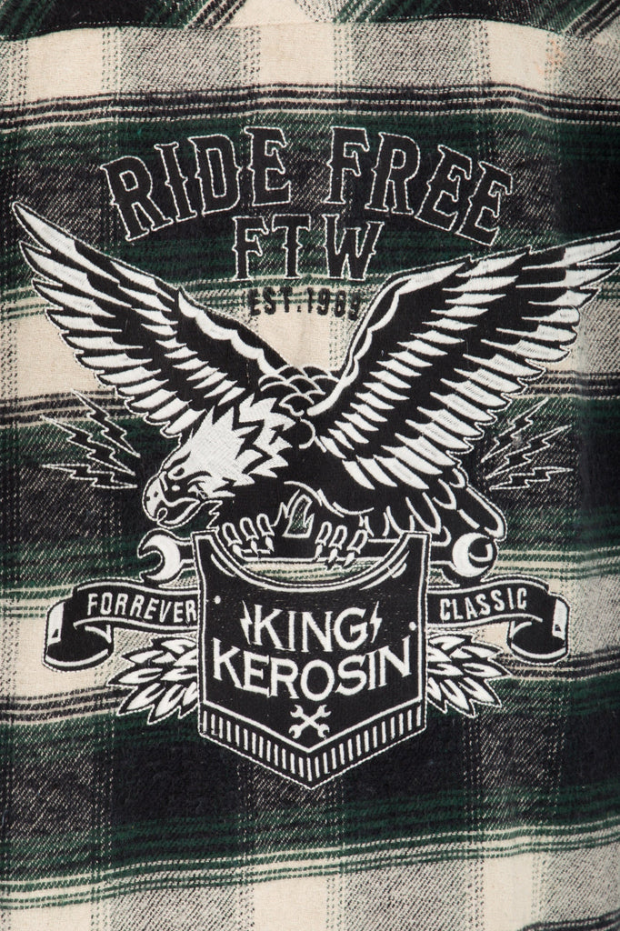 King Kerosin - Flanell Hemd mit "Ride Free" Stickerei hinten