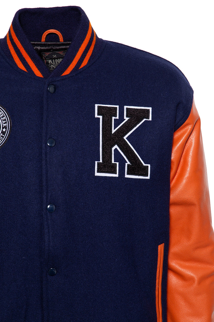 King Kerosin - Hochwertige College Jacke aus Wolle und Leder