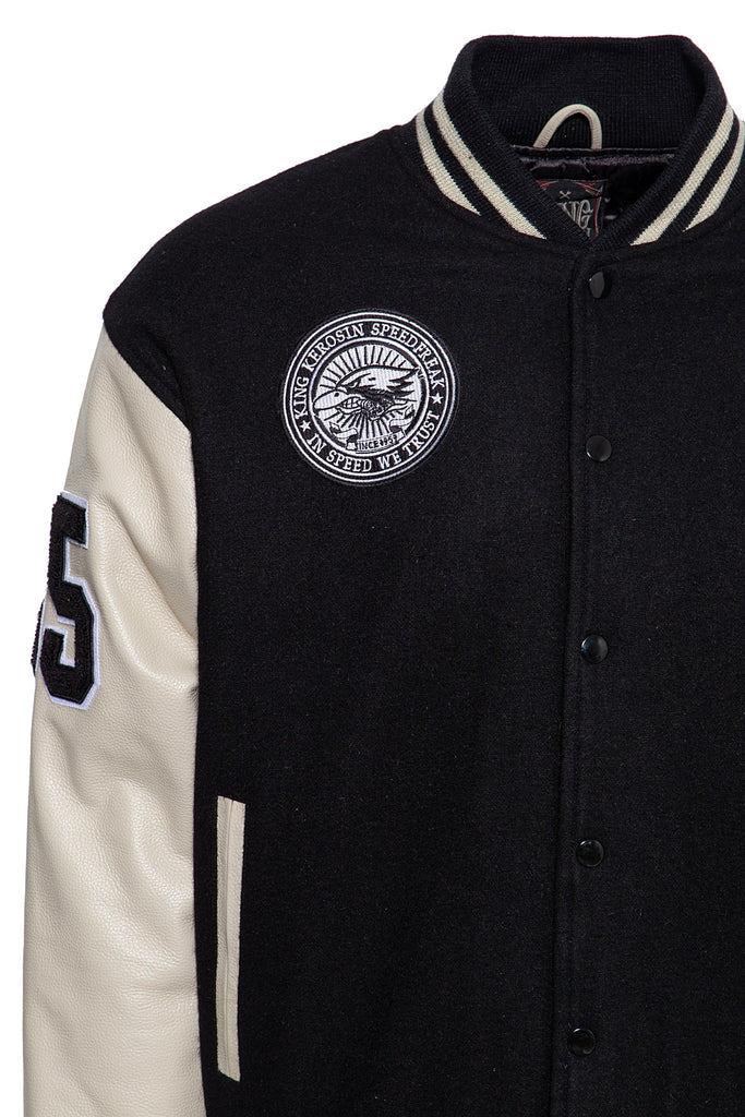 King Kerosin - Hochwertige College Jacke aus Wolle und Leder