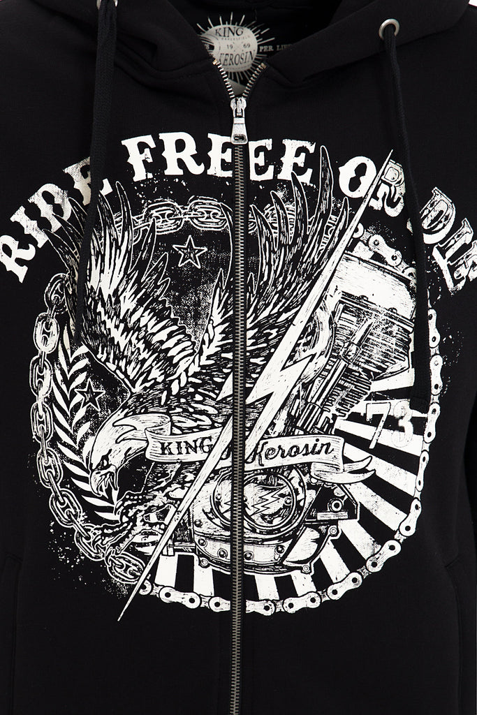 King Kerosin - Kapuzensweatjacke mit Front Print »Ride Free« «Ride Free»