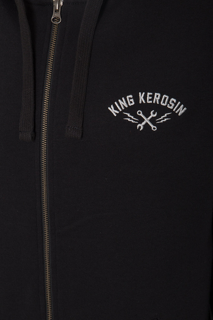 King Kerosin - Kapuzensweatjacke mit Stickerei und Print im Rücken «Faster & Louder»