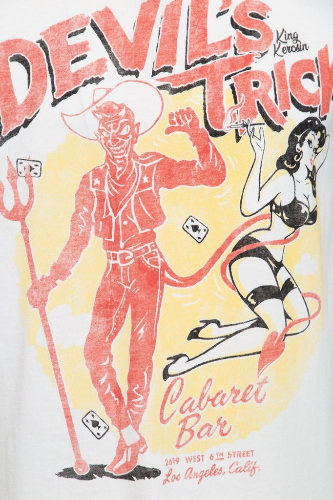 King Kerosin - Kontrast T-Shirt mit Pin Up Frontduck im Vintage Look «Devils Trick»