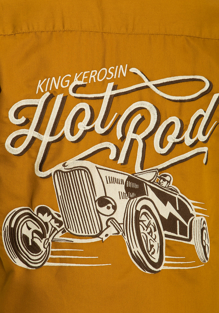 King Kerosin - Kurzarmhemd mit Hot Rod Stickerei vorne und hinten «Hot Rod»