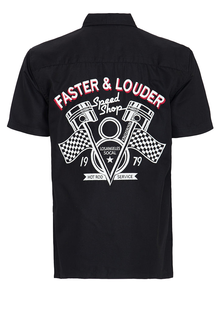 King Kerosin - Kurzarmhemd mit Patch und Stickerei im Rücken »Faster & Louder« vorne «Faster & Louder»