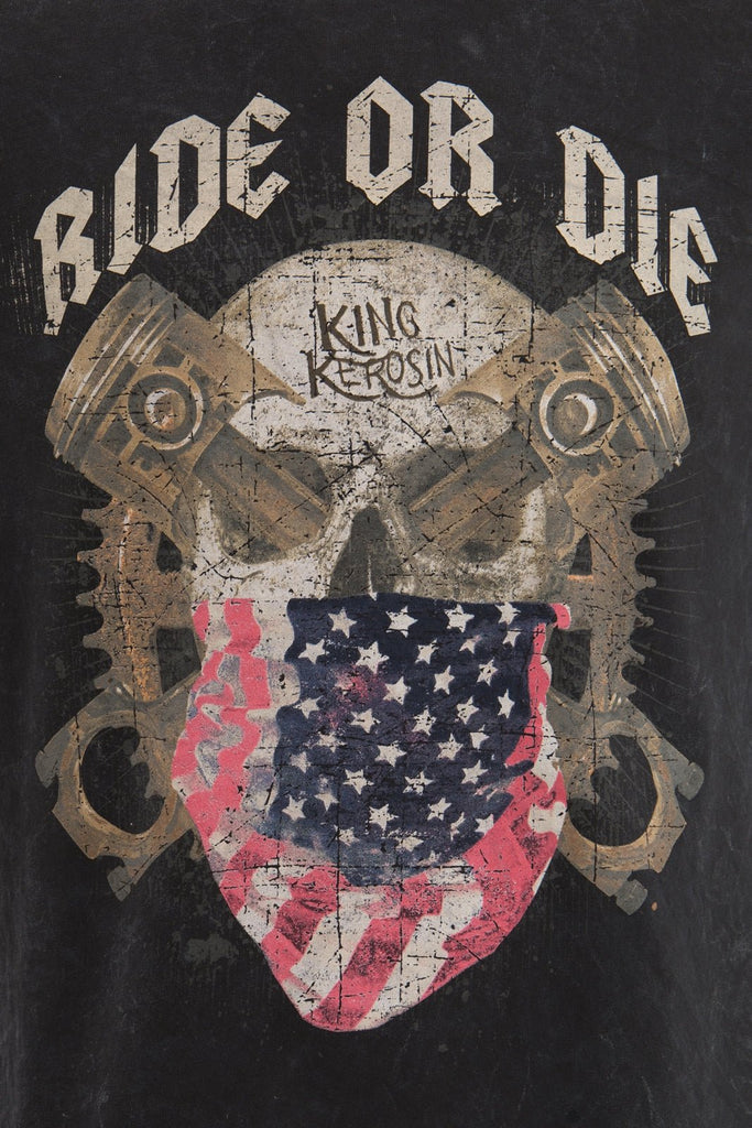 King Kerosin - Langarmshirt im Used - Look mit Print «Ride or Die»