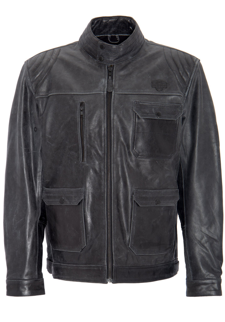 King Kerosin - Lederjacke mit Biker Details