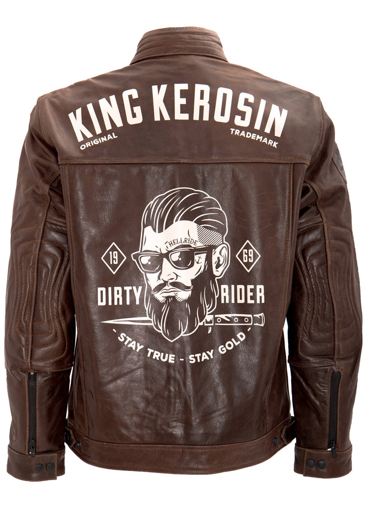 King Kerosin - Lederjacke mit Retro Print auf der Rückseite