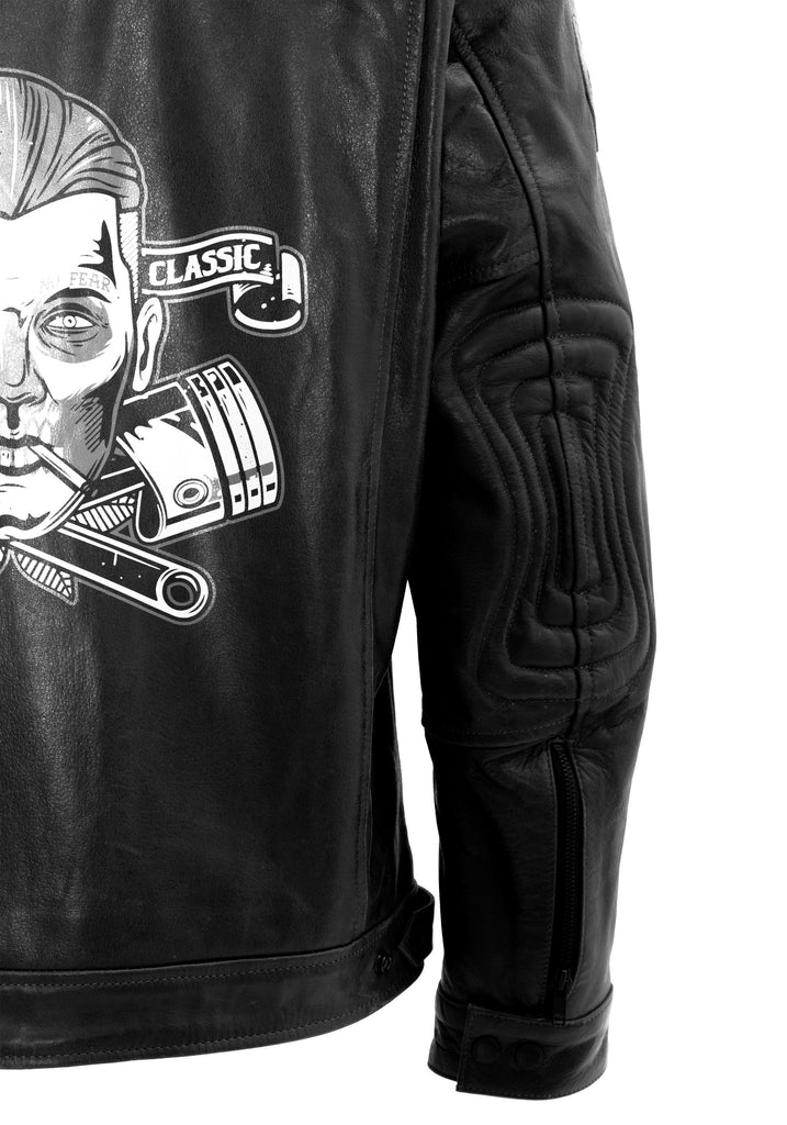 King Kerosin - Lederjacke mit Vintage Druck «Death is my Copilot»