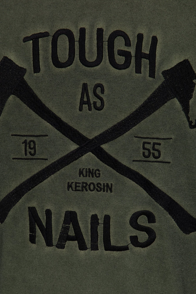 King Kerosin - Longsleeve mit gestreiften Ärmeln und Stickerei im Rücken «Tough as Nails»