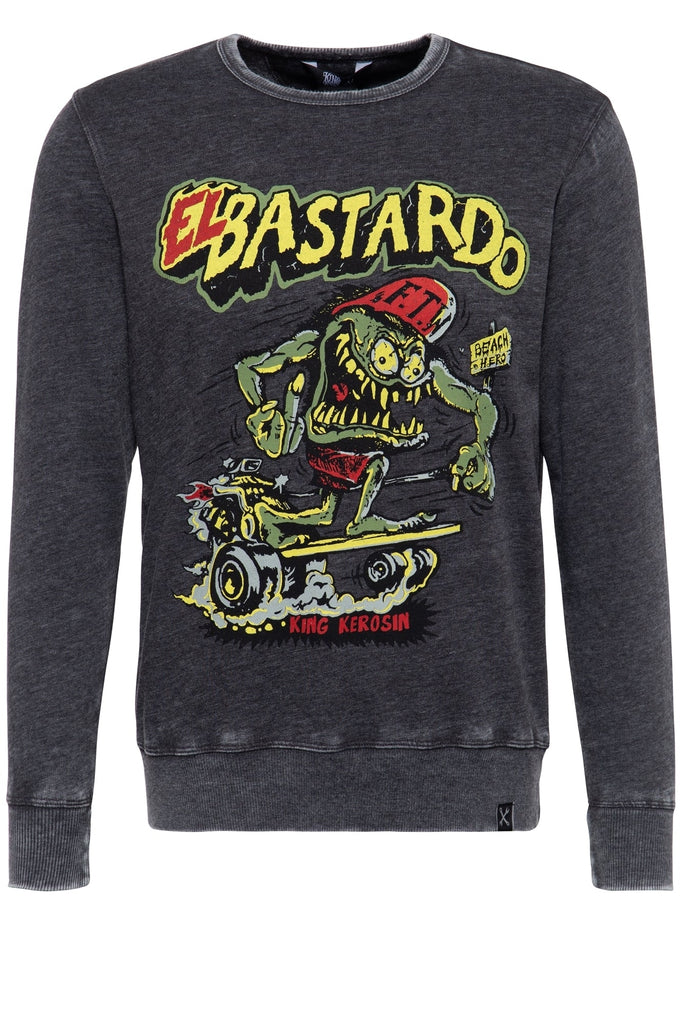 King Kerosin - Longsleeve Shirt mit Enzymwash - Effekt und Frontprint «El Bastardo»