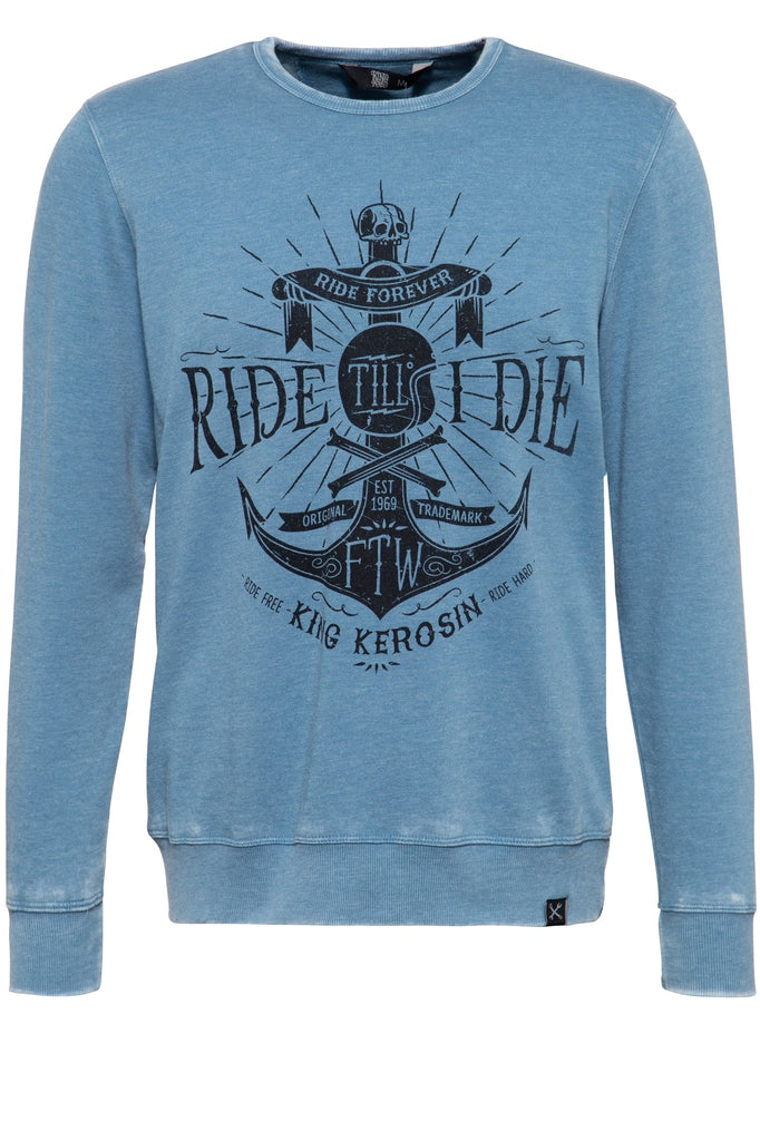 King Kerosin - Longsleeve Shirt mit Frontprint und Enzymwash - Effekt «Anchor King»