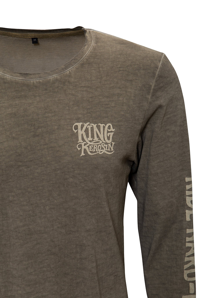 King Kerosin - Longsleeve Shirt mit Prints und Oilwash - Effekten «Ride Hard Live Fast»