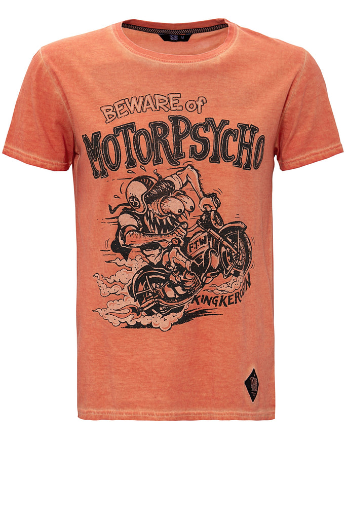 King Kerosin - Oil Washed Print T-Shirt im Used Look «Motorpsycho»