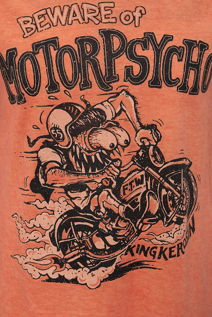 King Kerosin - Oil Washed Print T-Shirt im Used Look «Motorpsycho»