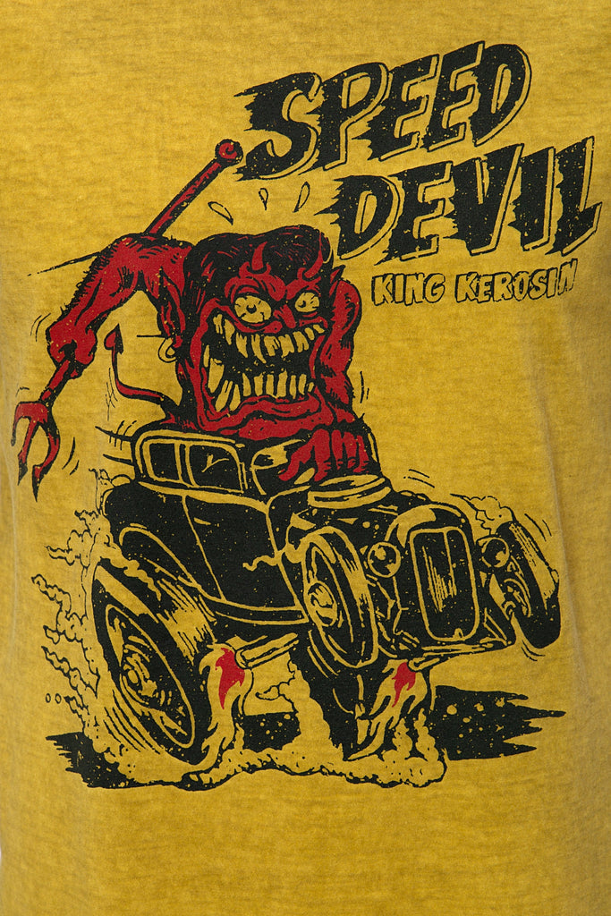 King Kerosin - Oil Washed Shirt mit Print «Speed Devil»