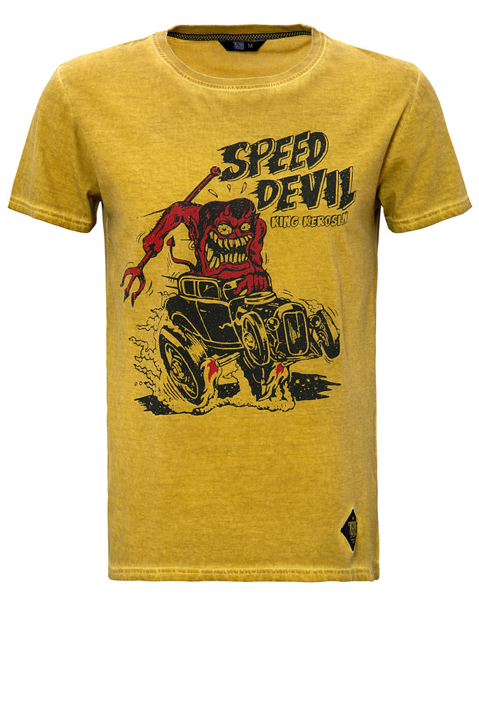 King Kerosin - Oil Washed Shirt mit Print «Speed Devil»