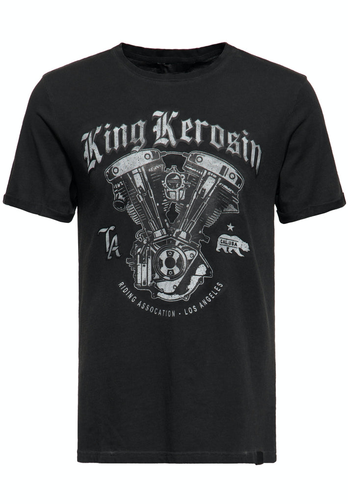 King Kerosin - Oil Washed T-Shirt «Riding Association L.A.»