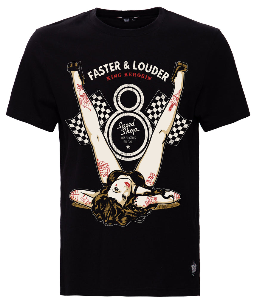 King Kerosin - Print T-Shirt mit Front Print «Faster & Louder»