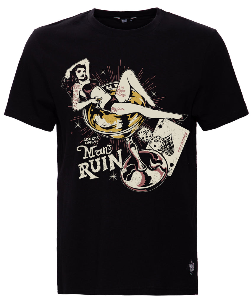 King Kerosin - Print T-Shirt mit Pin Up Motiv «Man's Ruin»