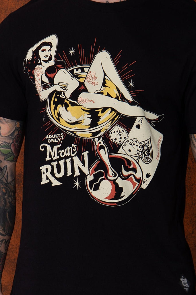 King Kerosin - Print T-Shirt mit Pin Up Motiv «Man's Ruin»