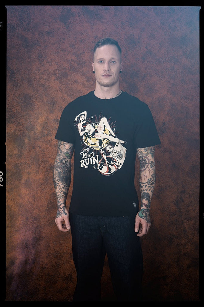 King Kerosin - Print T-Shirt mit Pin Up Motiv «Man's Ruin»