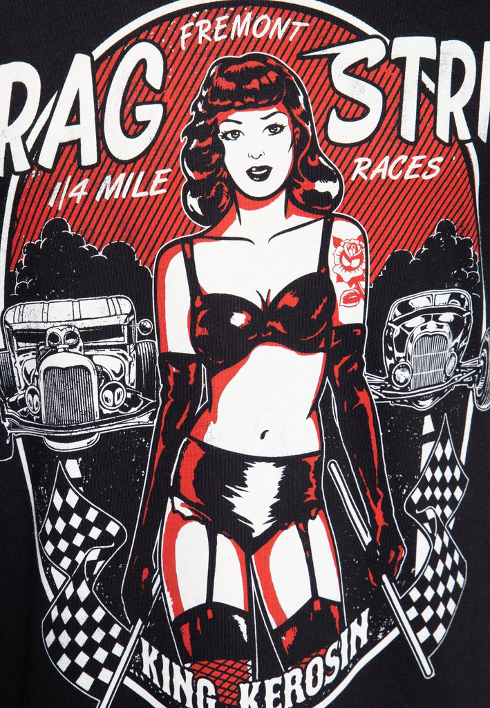 King Kerosin - Printshit mit vintage Frontprint «Drag Stripe Racer»