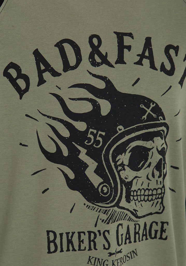 King Kerosin - Raglan Sweater mit coolem Front Druck «Bad & Fast»