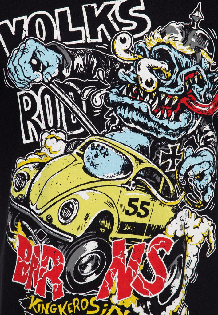 King Kerosin - Regular Fit T-Shirt mit Frontprint «Volksrod barons»