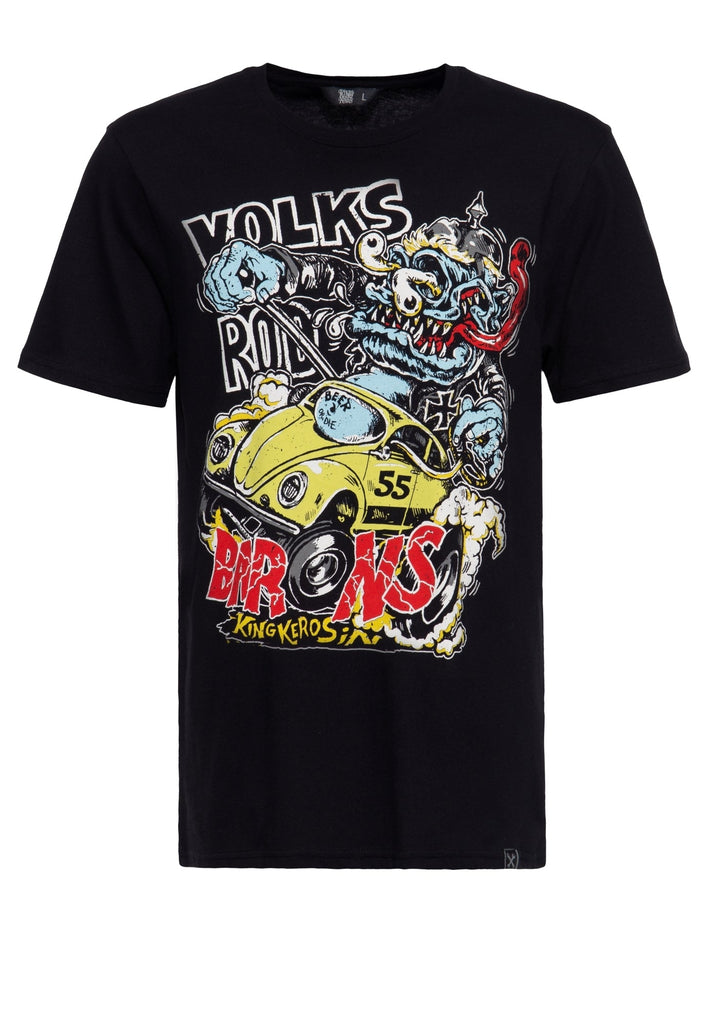 King Kerosin - Regular Fit T-Shirt mit Frontprint «Volksrod barons»