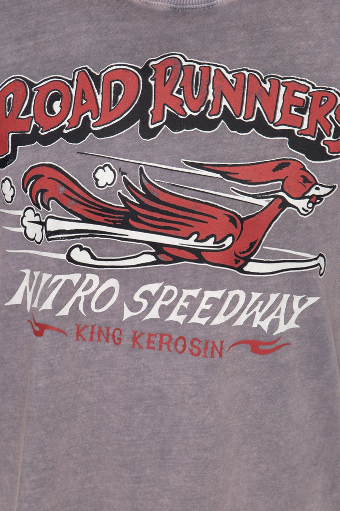 King Kerosin - Roll - Up T-Shirt Acid Wash mit Print «Road Runners»