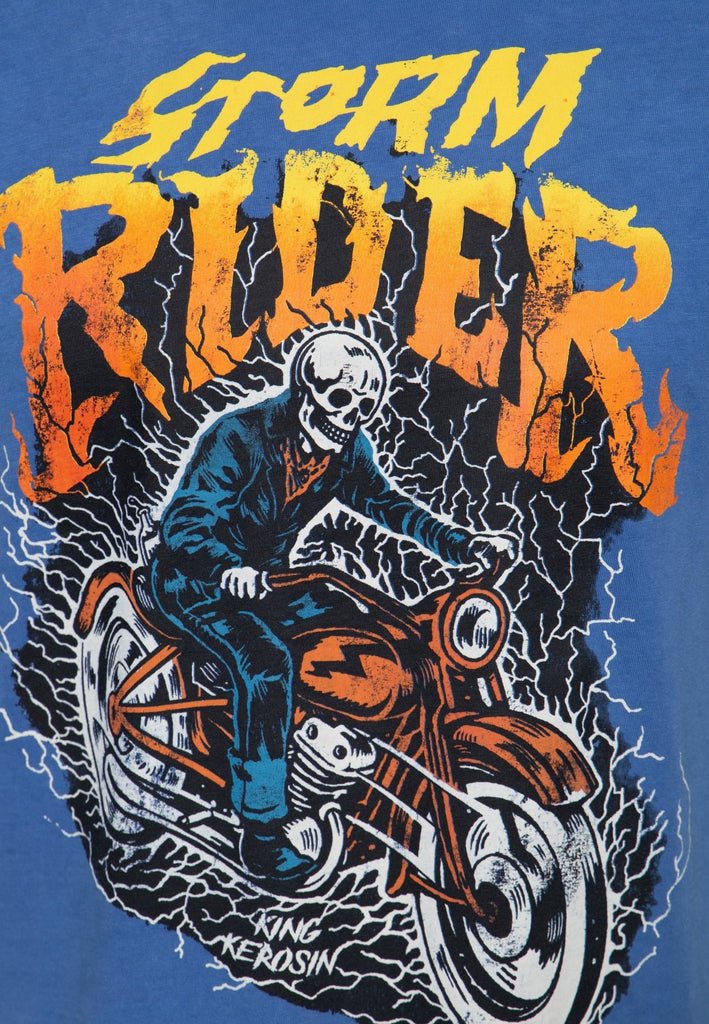 King Kerosin - Roll - Up T-Shirt Acid Wash mit Print «Storm Rider»