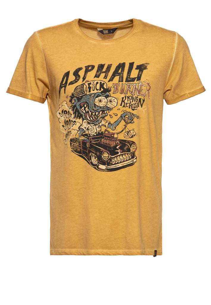 King Kerosin - Roll - Up T-Shirt Oil Wash «Asphalt Monster»