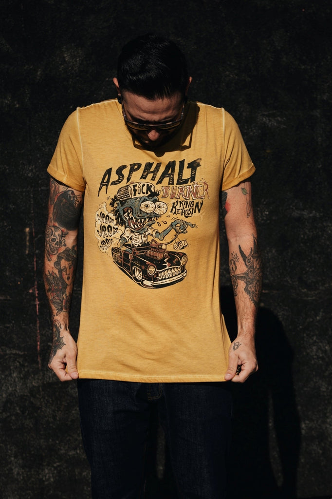 King Kerosin - Roll - Up T-Shirt Oil Wash «Asphalt Monster»