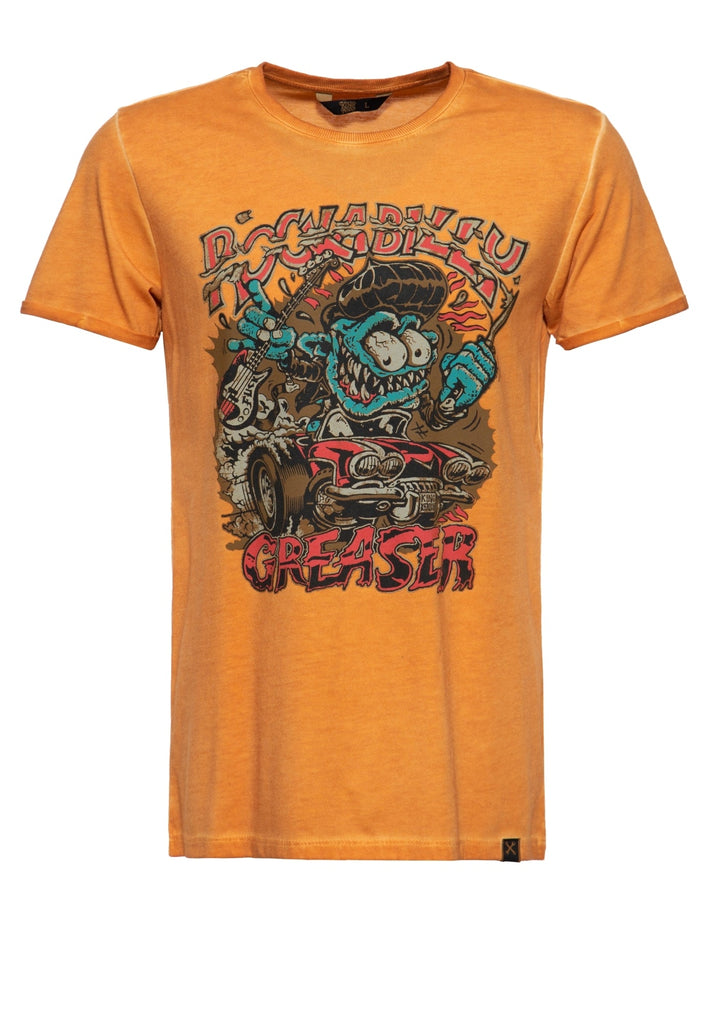 King Kerosin - Roll - Up T-Shirt Oil Wash «Rockabilly Greaser»