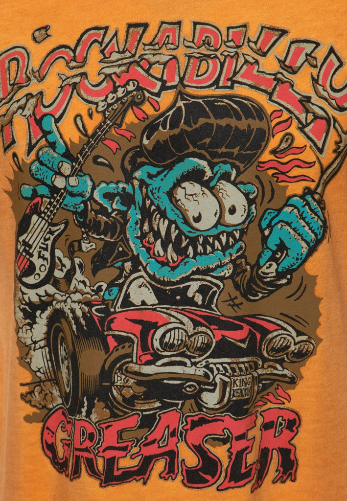 King Kerosin - Roll - Up T-Shirt Oil Wash «Rockabilly Greaser»