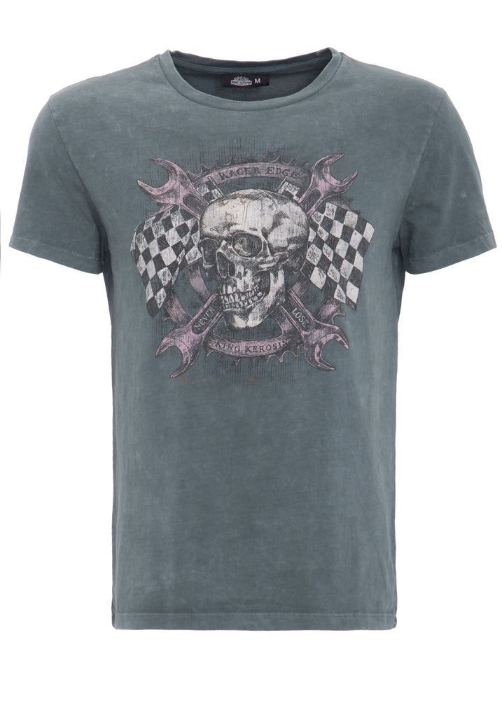 King Kerosin - Rundhalsshirt mit Skull Racer Druck