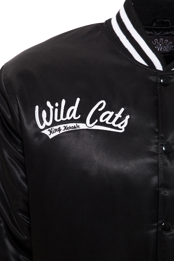 King Kerosin - Satin College Jacke mit Front - und Rücken Stickerei «Wild Cats»