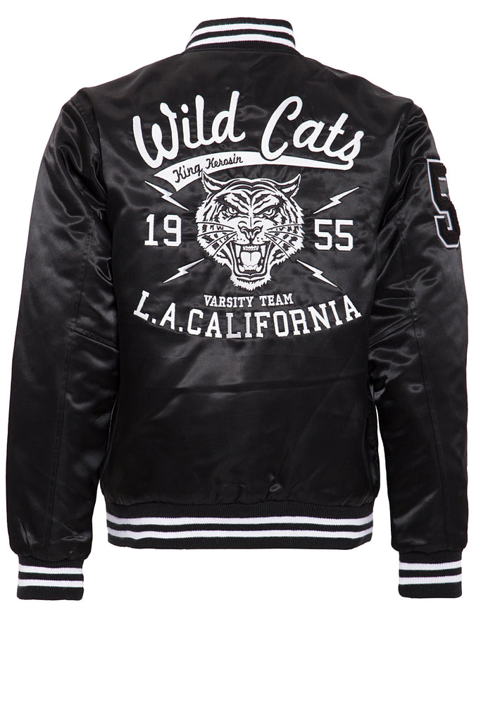 King Kerosin - Satin College Jacke mit Front - und Rücken Stickerei «Wild Cats»