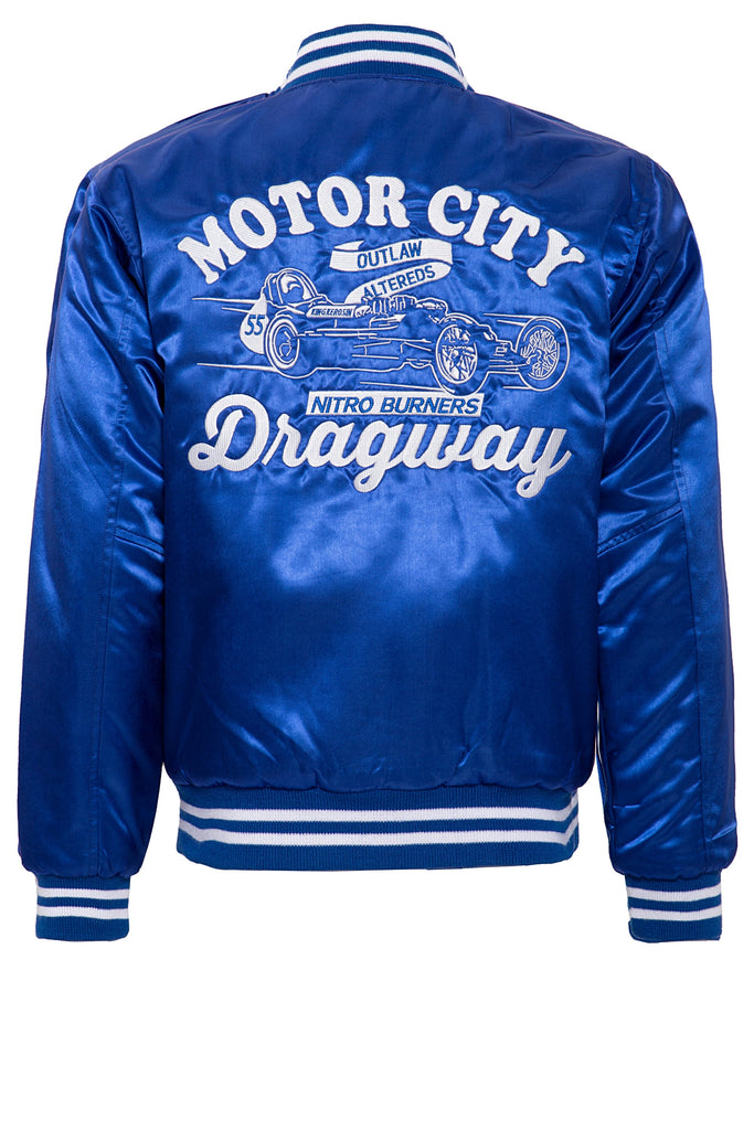 King Kerosin - Satin College Jacke mit gestreiften Rippabschlüssen «Motor City»