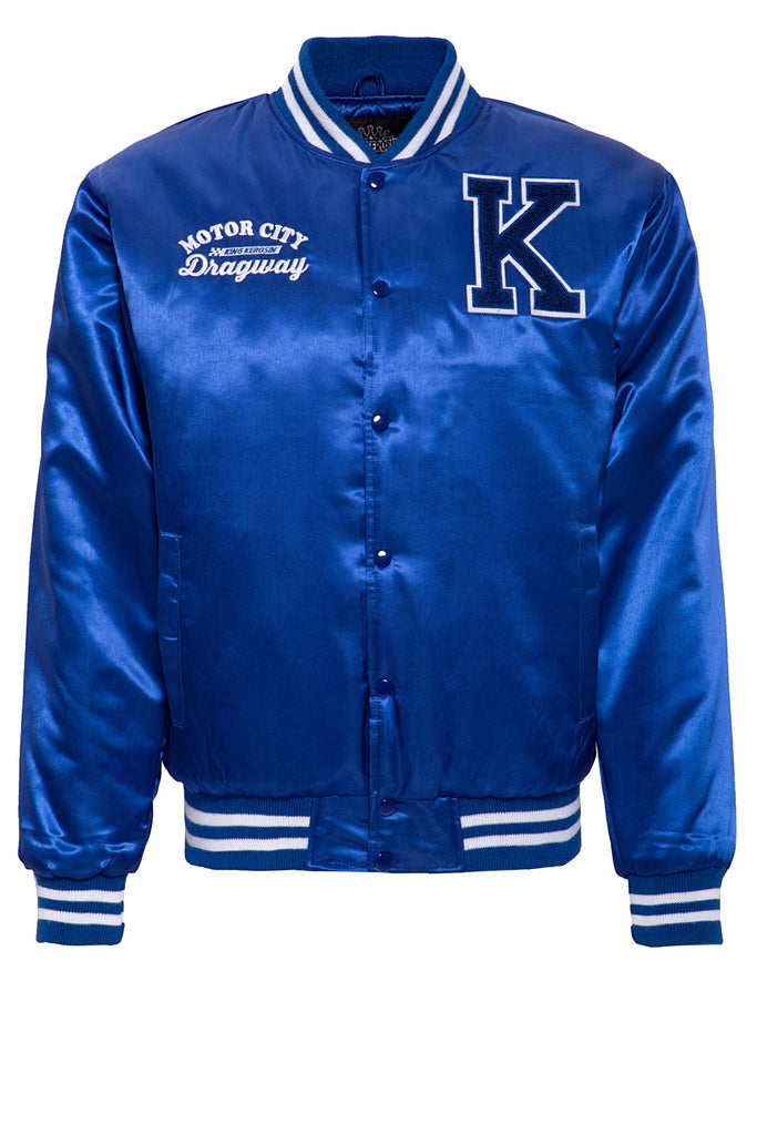 King Kerosin - Satin College Jacke mit gestreiften Rippabschlüssen «Motor City»