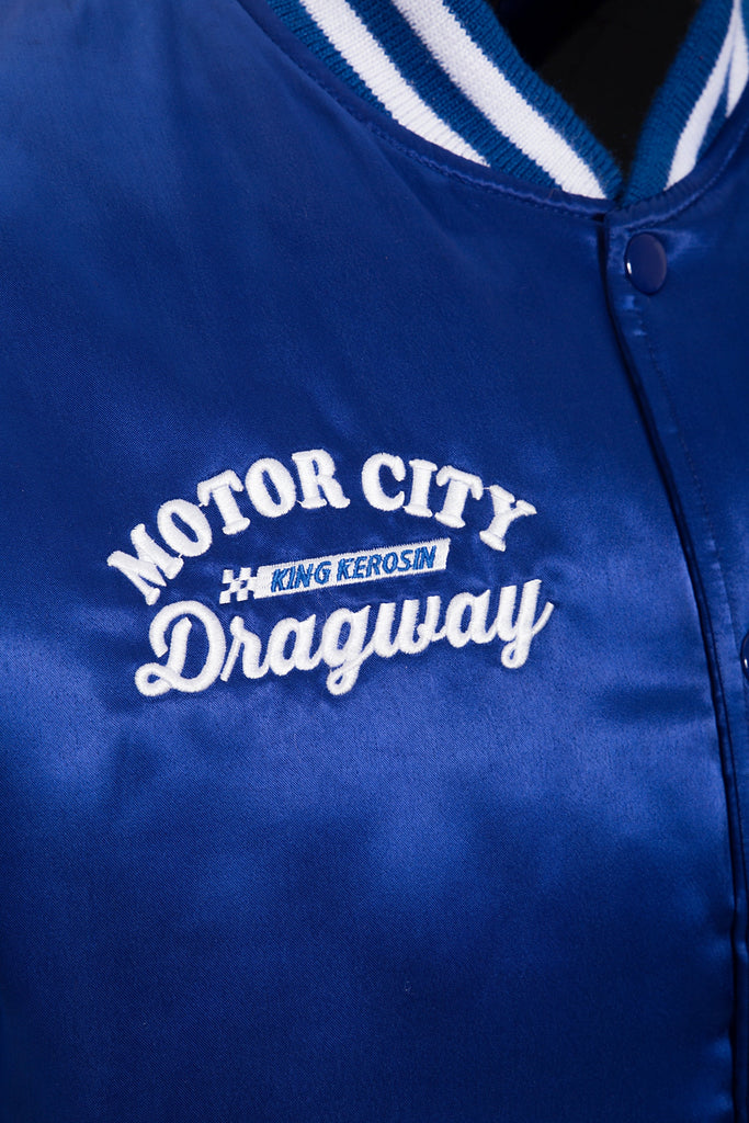 King Kerosin - Satin College Jacke mit gestreiften Rippabschlüssen «Motor City»