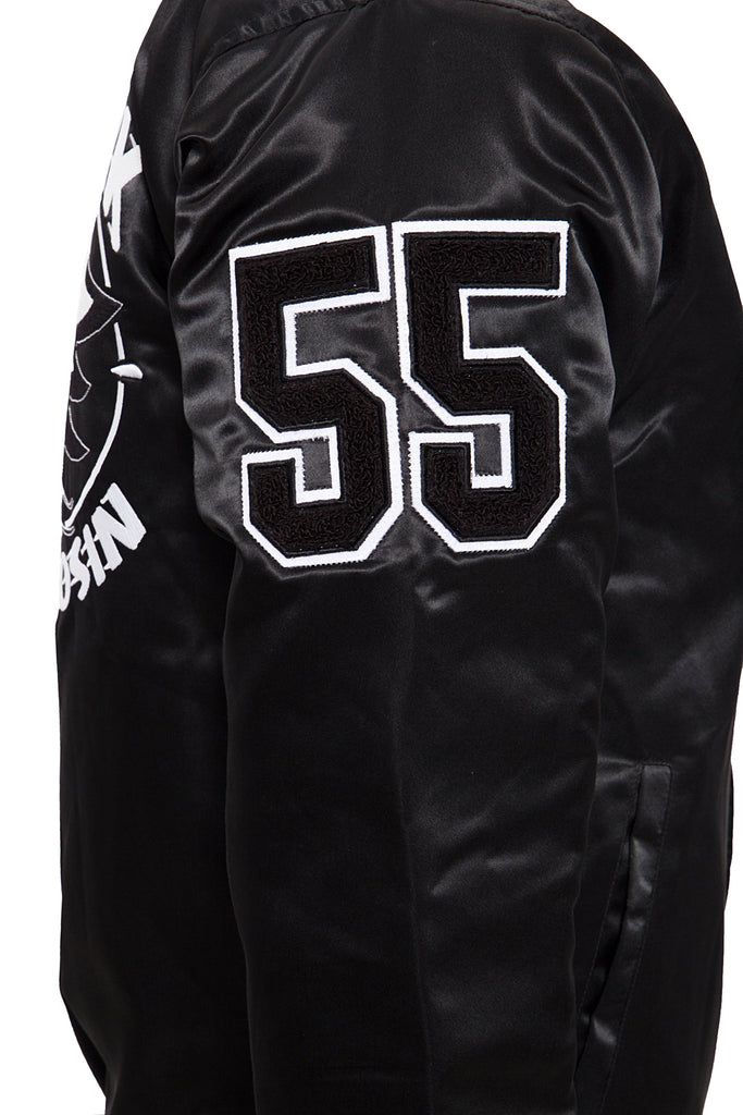 King Kerosin - Satin College Jacke mit Patch und Rücken Stickerei «Speedfreak»