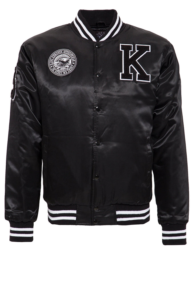 King Kerosin - Satin College Jacke mit Patch und Rücken Stickerei «Speedfreak»