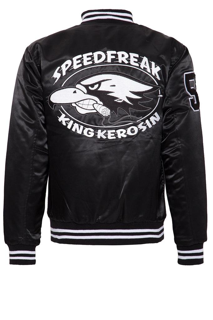 King Kerosin - Satin College Jacke mit Patch und Rücken Stickerei «Speedfreak»