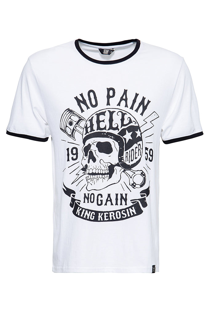 King Kerosin - Shirt in trendiger Ringer - Optik «No Pain No Gain»