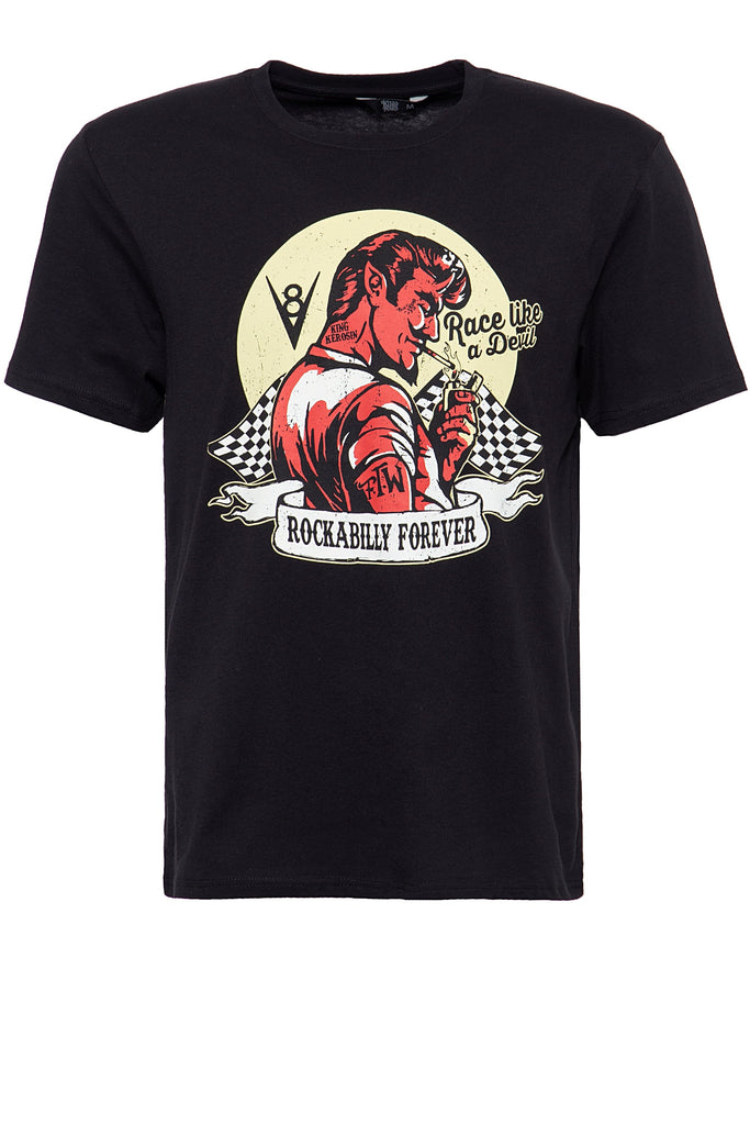 King Kerosin - Shirt mit Devil Print «Rockabilly Forever»